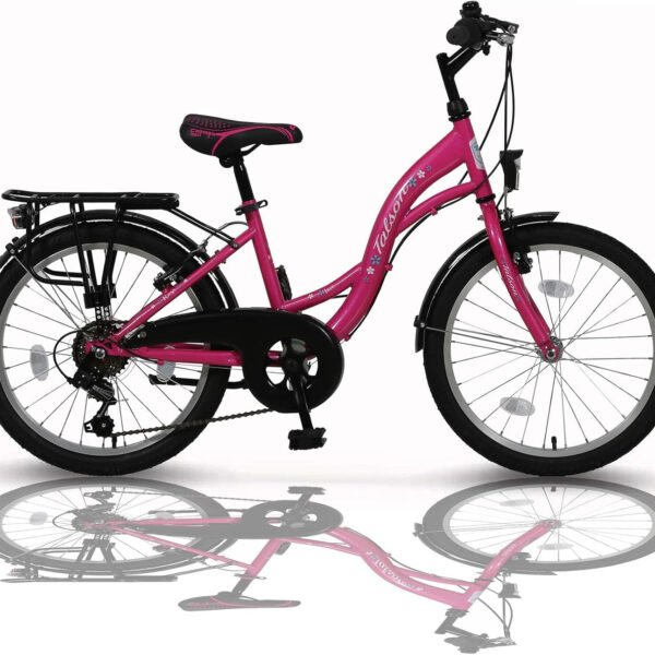 20 Zoll Kinderfahrrad 6-Gang Shimano und Alufelgen Rosa-Weiss TMU