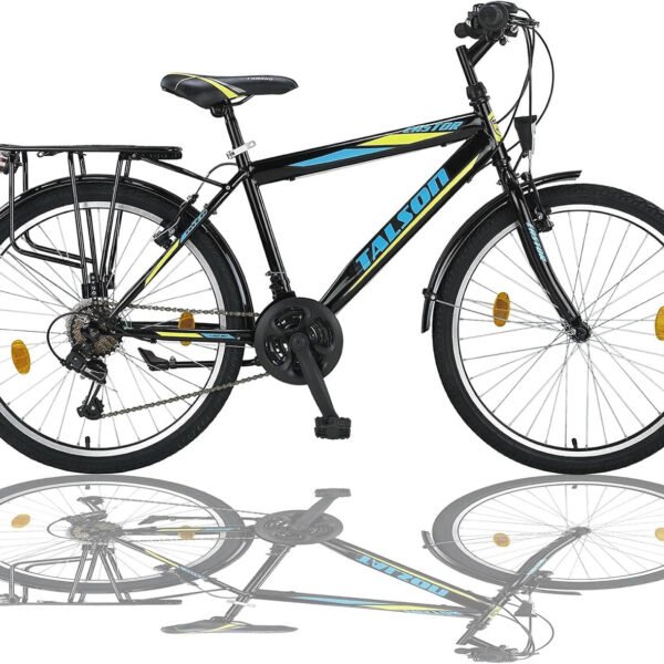 24 Zoll Jungen Fahrrad 21-Gang Shimano mit Beleuchtung Farbe SCHWARZ TMX
