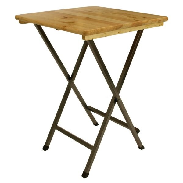 DEGAMO Stehtisch ZÜRICH 78cm rund, Stahlgestell grau + Holzplatte, klar lackiert, klappbar