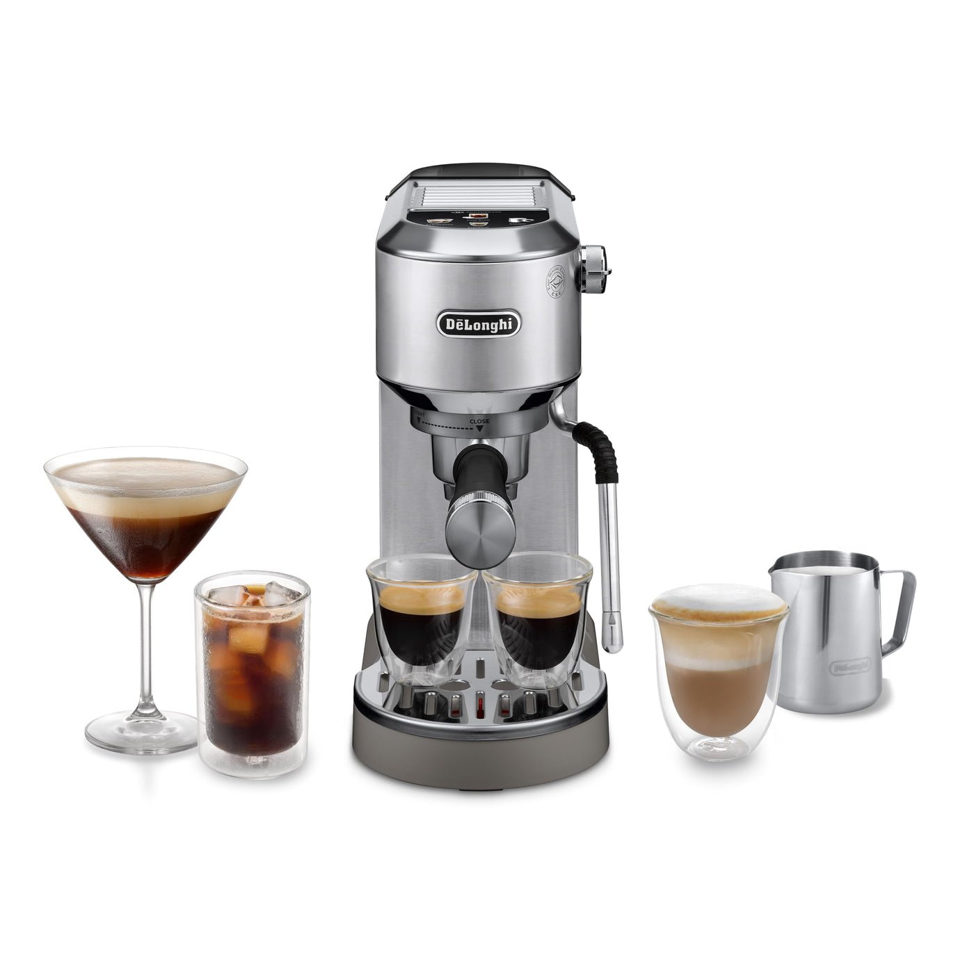 De'Longhi Dedica Duo - Manuelle Espressomaschine mit Cold Brew Metall