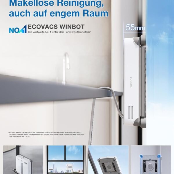 ECOVACS Winbot Mini 2 Window Cleaning Robot with Corner Brushes