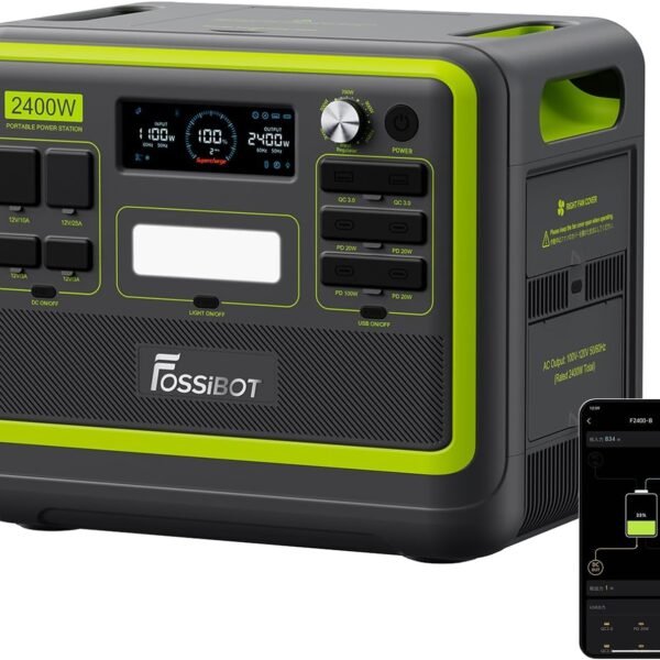 FOSSiBOT F2400 Tragbare Powerstation 2048Wh/640000mAh LiFePO4, 3x230V AC Outputs 2400W (4800W Peak) Solargenerator, Portable Power Stationen Stromspeicher, Outdoor Reisen und Camping im Wohnmobil