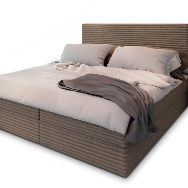 Masseno Boxspringbett PISA Creme mit Matratze & Topper, Polsterbett mit Bettkasten und gepolstertem Kopfteil
