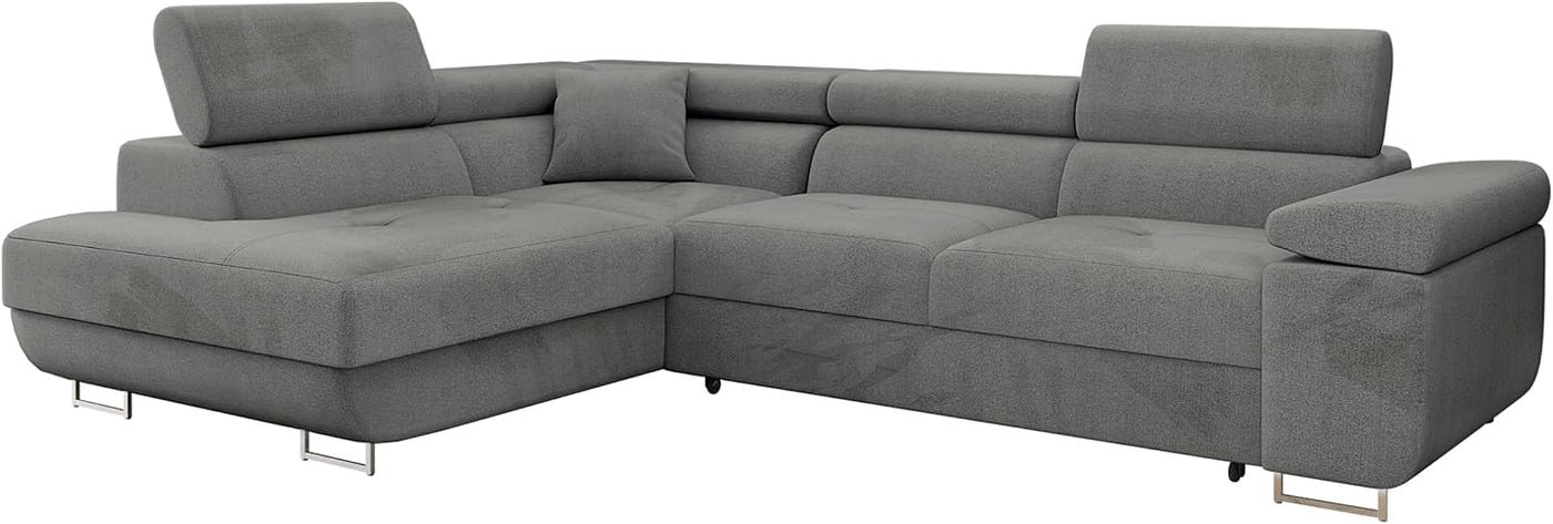 Mirjan24 Torezio Ecksofa mit Schlaffunktion & Bettkasten – L-Form Wohnlandschaft mit verstellbaren Kopfstützen, Schlafsofa für Wohnzimmer