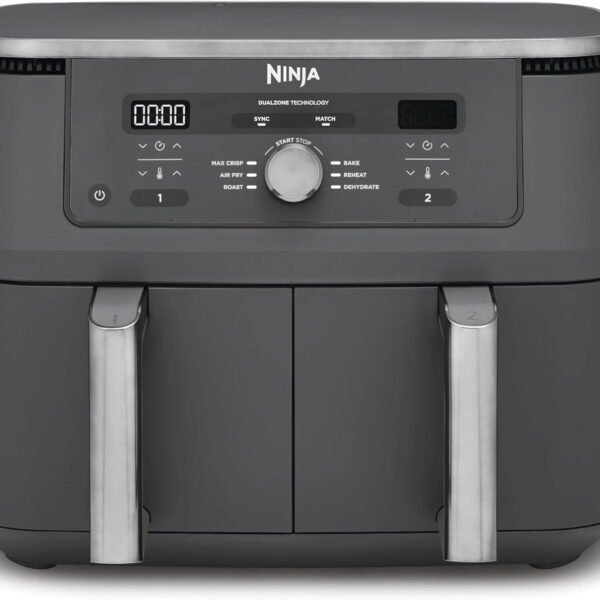 Ninja Dual Zone Digital Air Fryer, 2 Schubladen, Metallic Grau DZ400EU