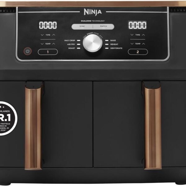 Ninja Foodi MAX Dual Zone Heißluftfritteuse, 9,5 L Airfryer, 2 Fächer, 6-in-1, Antihaftbeschichtung, spülmaschinenfeste Körbe